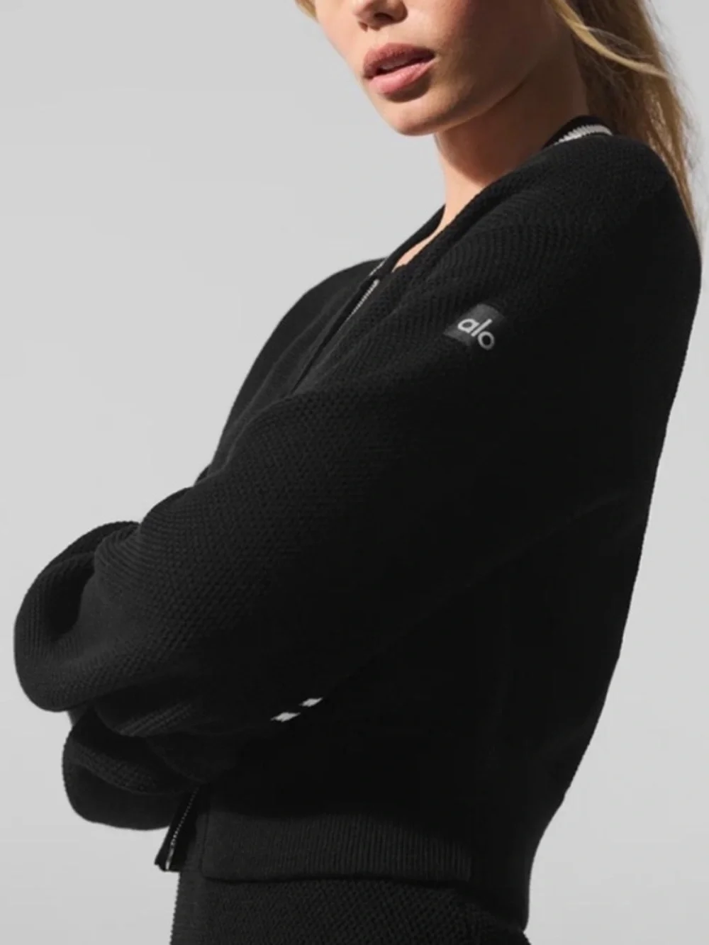 ALO Tennis Club Sweater-Knit Full-Zip Cropped Jacket Size S NWOT